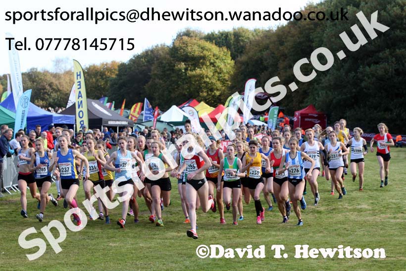 Junior women, 2016 National Cross Cpuntry Relays, Berry Hill Park, Mansfield. Photo: David T. Hewitson/Sports for All Pics